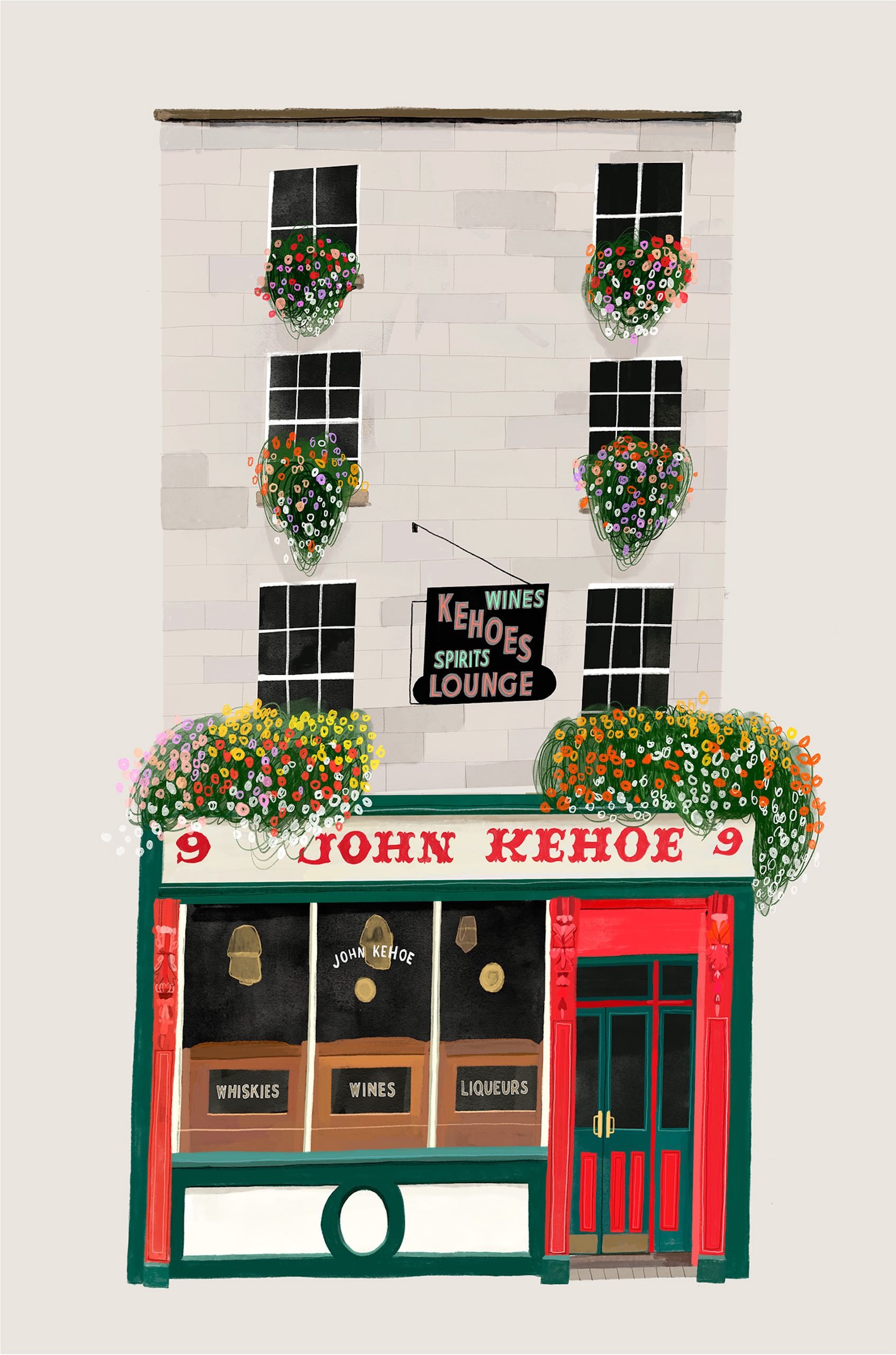 Illustration of Kahoes storefront by Conor Langton