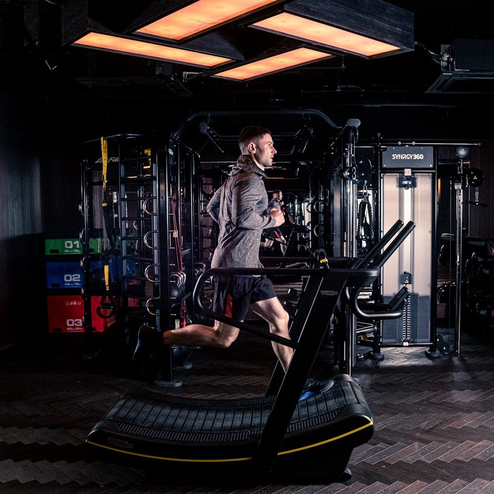 A man running on a treadmill