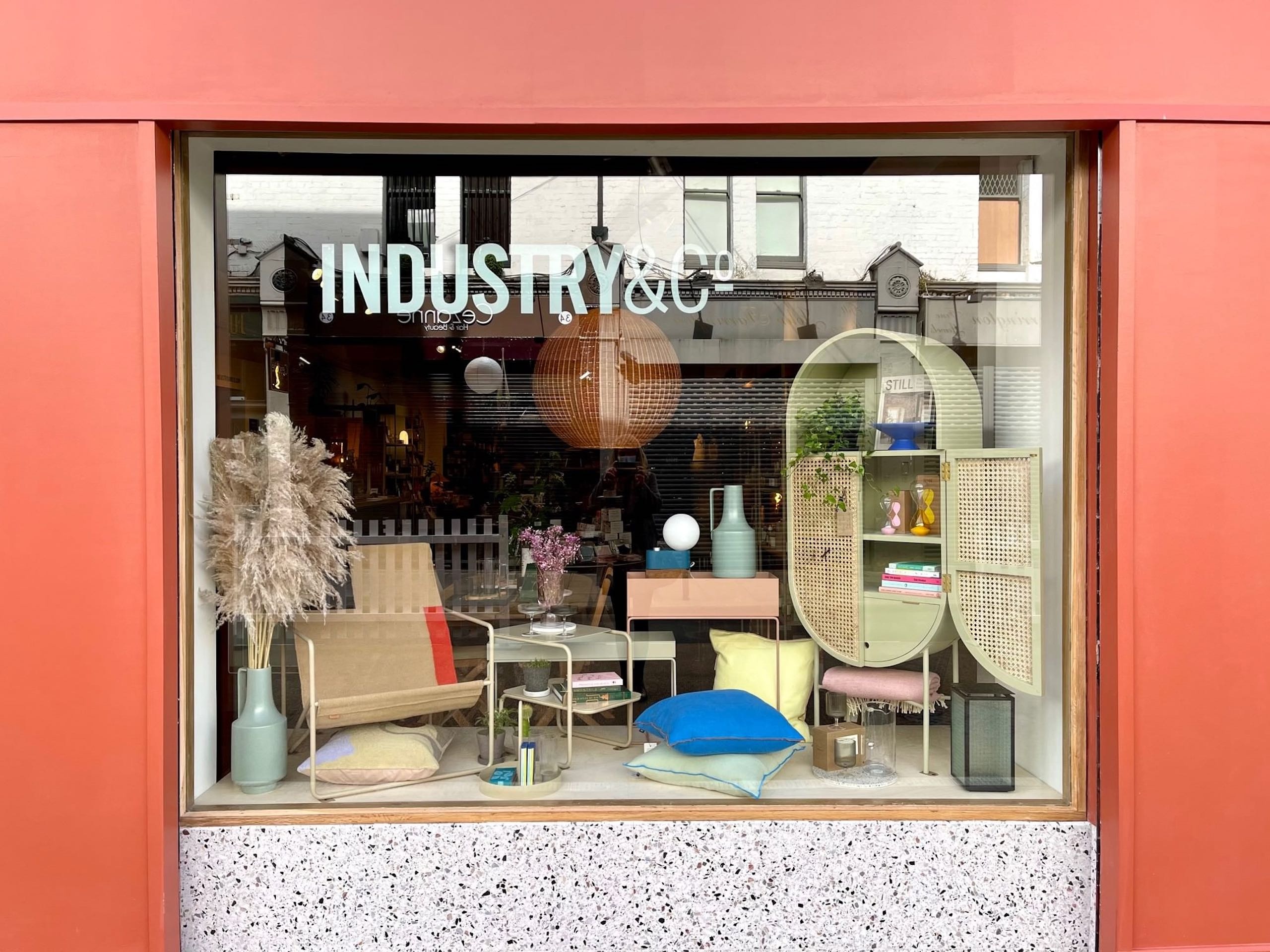 Store front display at Industry and Co